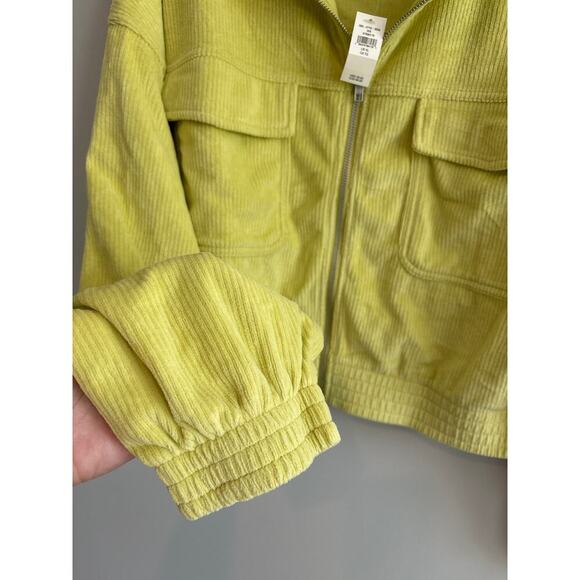 NWT Aerie Corduroy Zip Up Bomber Jacket Neon Green Size XL - Picture 4 of 5